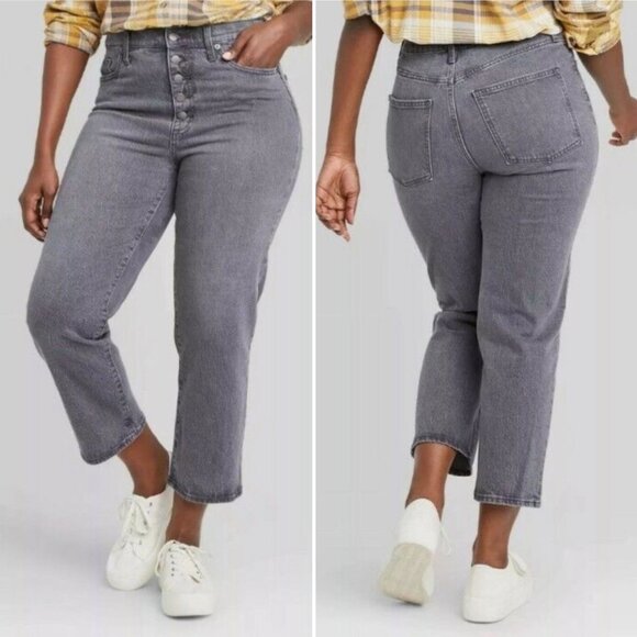 Universal Thread Gray Vintage Straight Cropped Jeans 31x26 Women's 12 NWT - Picture 1 of 15